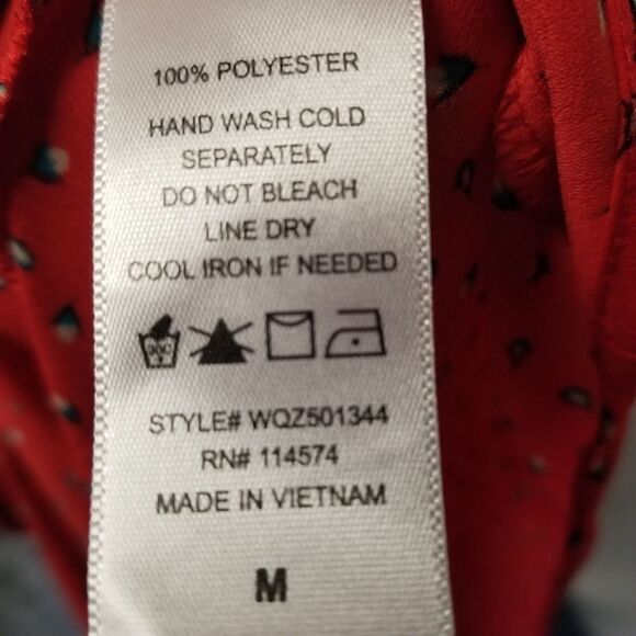 Pleione Red Tiny Dainty Floral Light Crepe Blouse Md - Picture 7 of 7